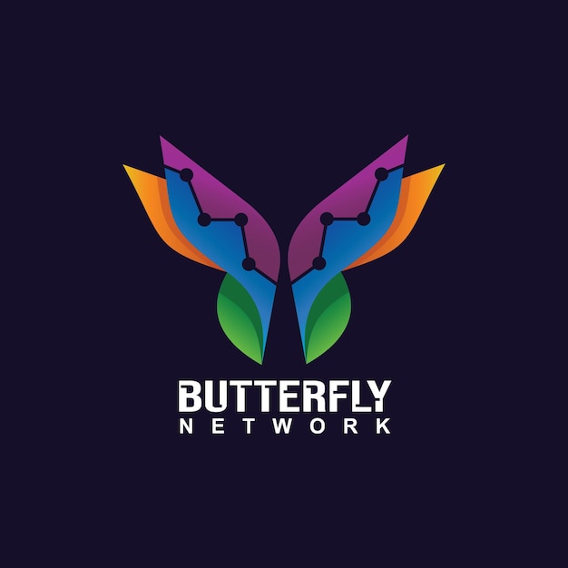 Schmetterling im technologie-logo-design