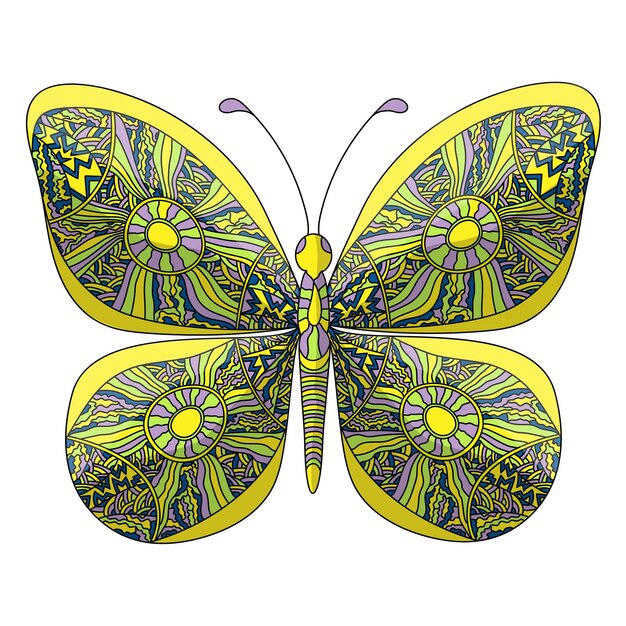 Schmetterling. malvorlage im zentangle-stil.