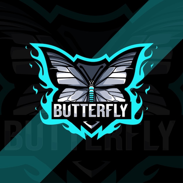 Schmetterling maskottchen logo esport design