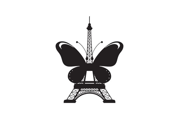 Schmetterling paris logo minimal vektor logo design t-shirt sublimation illustration