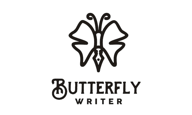 Vektor schmetterling schriftsteller logo design