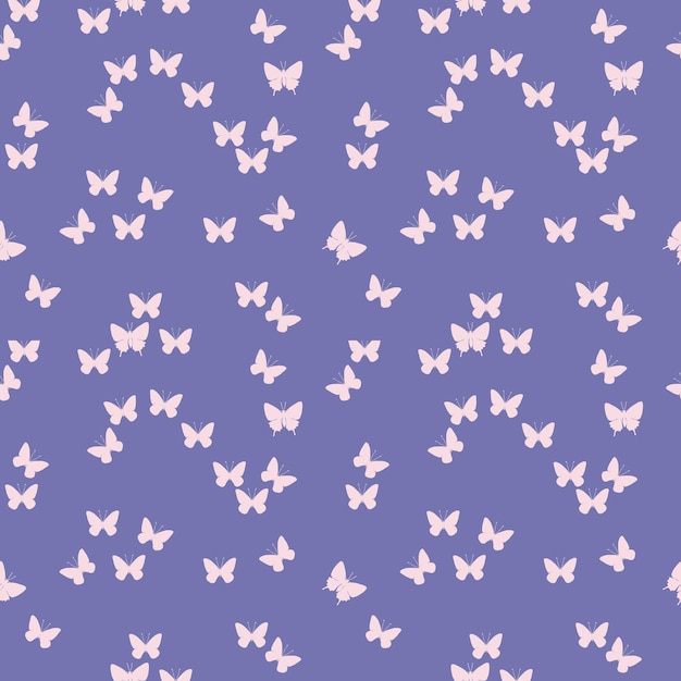 Schmetterlinge silhouette vektor nahtloses muster hintergrund für textilgewebe tapeten ausschnittsbuch insekten mit flügeln zeichnung für oberflächendesign in pastellfarbe