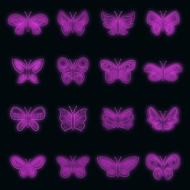 Schmetterlingsfeenikonen stellten vektorneon ein