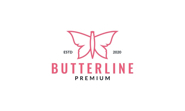 Schmetterlingslinie minimalistisches, einzigartiges rosa logo-design