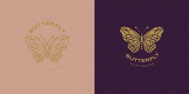 Schmetterlingslinie und flaches logo für dekoration spa yoga blüte einladung usw.