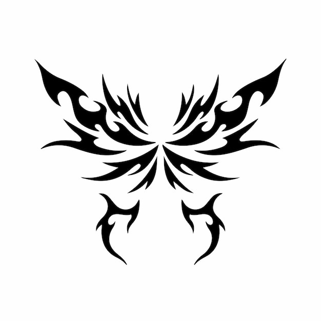 Schmetterlingslogo auf weißem hintergrund. tribal stencil tattoo design concept.flat vector illustration