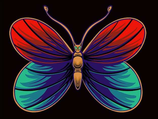 Schmetterlingsvektordesign Farbe editierbar