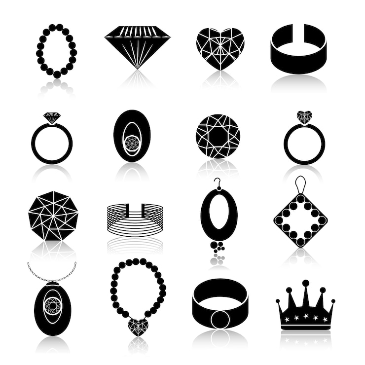 Vektor schmuck-icon-set schwarz