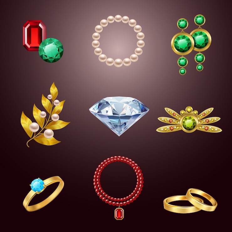 Vektor schmuck realistische ikonen