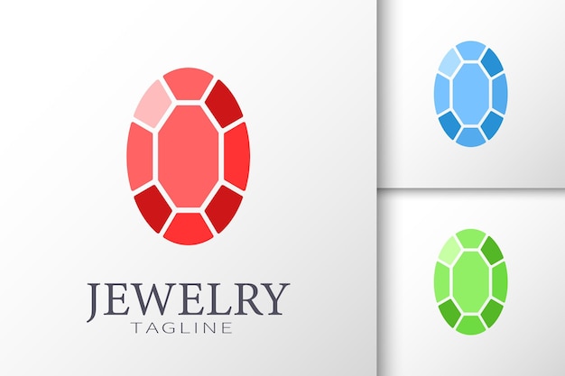 Schmuck-rubin-logo-set bestehend aus drei varianten in verschiedenen farben