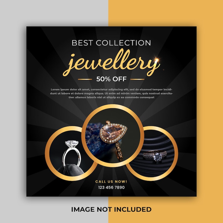 Schmuck-Social-Media-Post-Web-Banner oder quadratische Flyer-Design-Vorlage