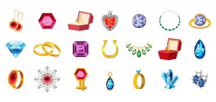 Vektor schmuckset. cartoon-set von schmuck