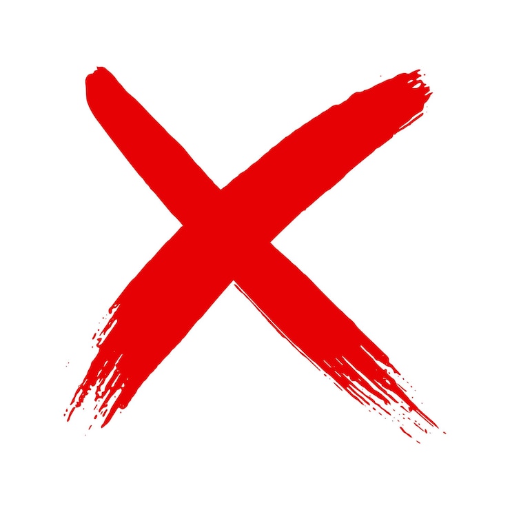 Vektor schmutzige grunge handgezeichnetes kreuz x mit pinselstrichen vektorillustration