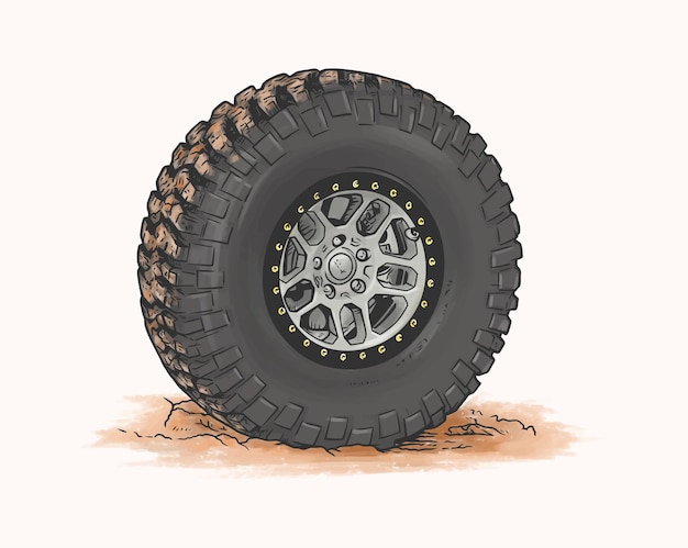 Schmutziges LKW-Rad Schlamm und Schmutz Vektorillustration
