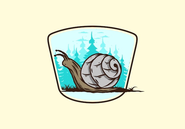 Vektor schnecke, die in die waldillustration kriecht