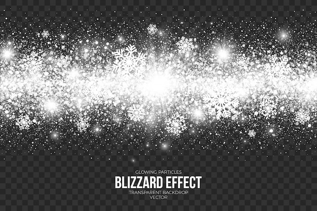 Vektor schnee-blizzard-effekt auf transparenten hintergrund