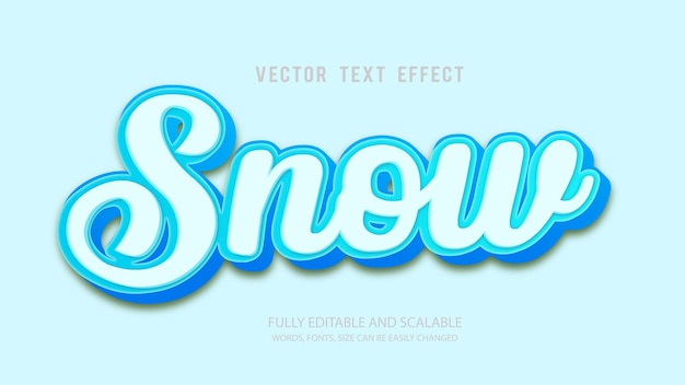 Schnee editierbarer Texteffekt 3D-Stil mit niedlichem Hintergrund