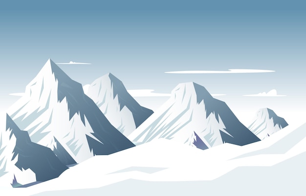 Vektor schnee hoher gipfel berg gefrorenes eis natur landschaft abenteuer illustration