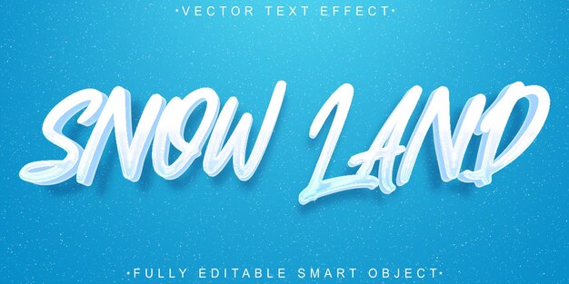 Schnee-Land-Vektor voll redigierbares Smart-Objekt-Text-Effekt