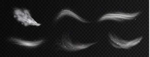 Schnee und Wind auf durchsichtigem Hintergrund Weißes Gradient dekoratives Element Vektor-Illustration
