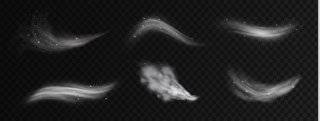 Schnee und Wind auf durchsichtigem Hintergrund Weißes Gradient dekoratives Element Vektor-Illustration