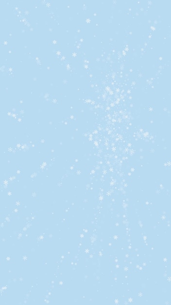 Schnee-weihnachtshintergrund subtile fliegende schneeflocken und sterne auf hellblauem winterhintergrund zart süße schneebedeckte weihnachten vertikale vektorillustration