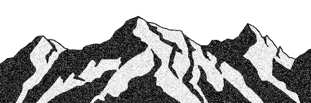 Schneebedeckte Berggipfel Bergkette Panoramablick schwarz und weiß