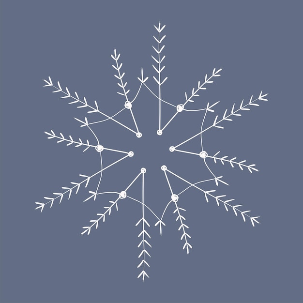 Schneeflocke im doodle-stil winterurlaub dekoration