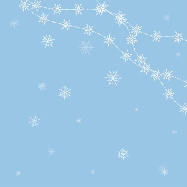 Schneeflocken auf blauem Hintergrund mit Girlande Weihnachten und Neujahr Muster Hintergrund für Postkarten