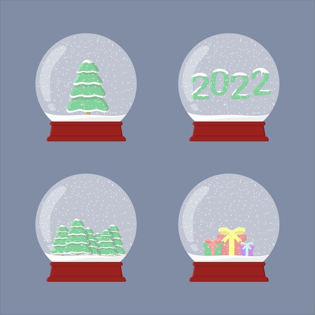 Schneekugeln mit weihnachtselement und 2022
