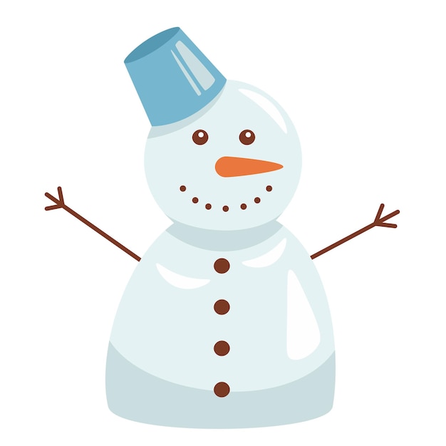 Schneemann mit hutlächeln und karottenvektor