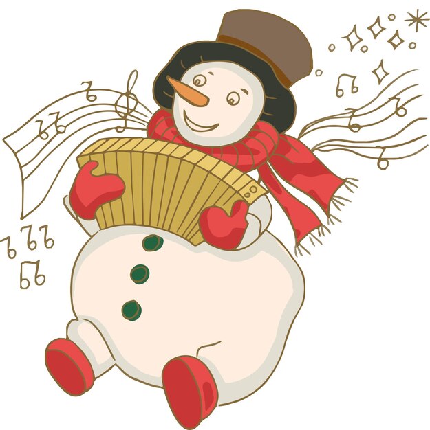 Schneemann neujahr weihnachten grafische handgezeichnete illustration niedliche babyfärbung