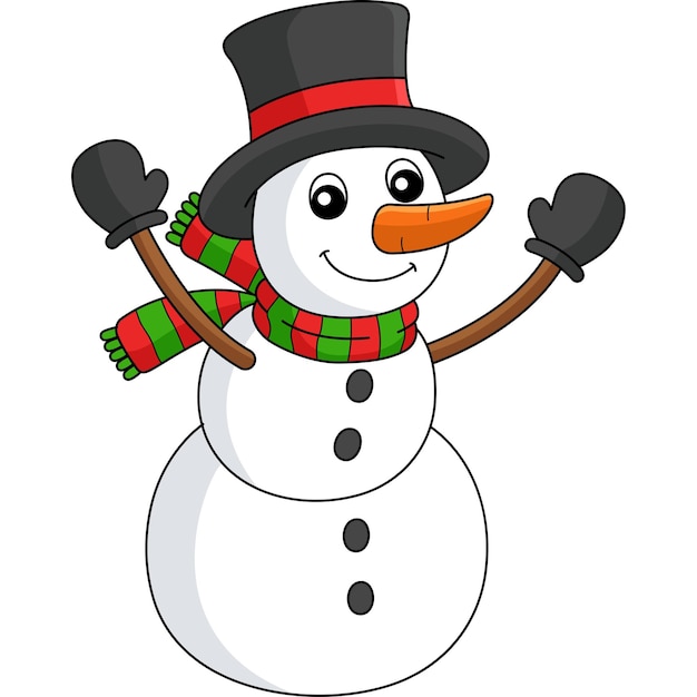 Vektor schneemann-weihnachtskarikatur farbiges clipart