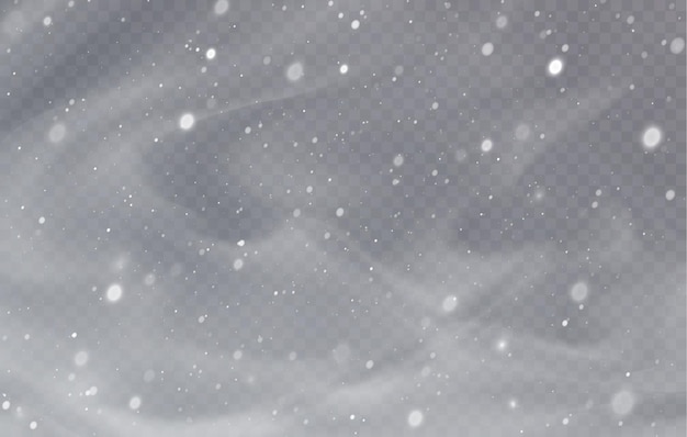 Schneesturm Weihnachten Winter Hintergrund Schneeflocken fliegen isoliert auf transparentem Hintergrund