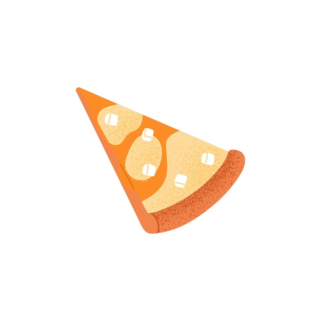 Schneiden Sie käsiges Pizzastück Italienisches Essen Dreiecksscheibe mit Feta-Mozzarella-Cheddar-Käse und dicker Kruste Leckerer vegetarischer Snack aus Italien Flache Vektorgrafik isoliert auf weißem Hintergrund
