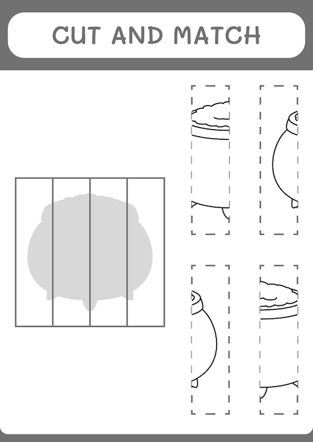 Schneiden sie teile des cauldron-spiels für kinder aus und passen sie sie an