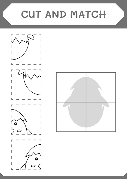 Schneiden sie teile des kükenspiels für kinder aus und passen sie sie an