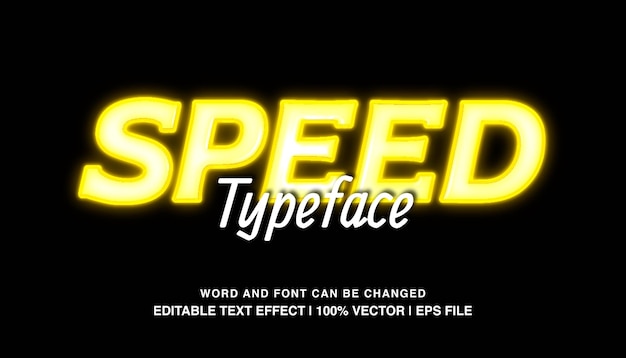 Schnell editierbare Texteffektvorlage mit futuristischer Schriftart in gelbem Neonlicht