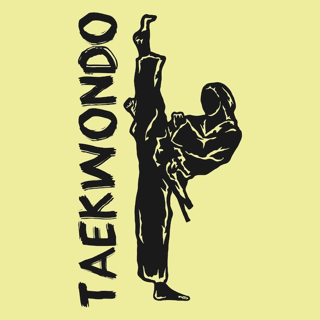 Vektor schnelle kick-kampftechnik-silhouette-vektorillustration modernes und einfaches logo für karatejudo