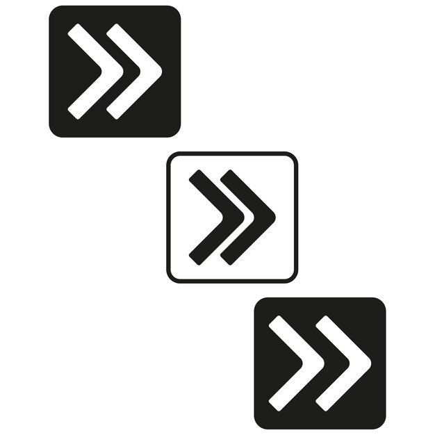 Schneller vorlauf mit doppelten pfeilen nach rechts, symbolsatz vektorillustration eps 10 archivbild