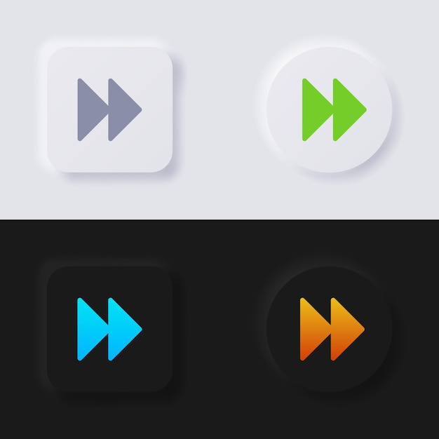 Schnellvorlauf-Symbol-Schaltflächen-Icon-Set Multicolor-Neumorphismus-Schaltfläche Soft-UI-Design für Webdesign Anwendungs-UI und mehr Schaltflächenvektor