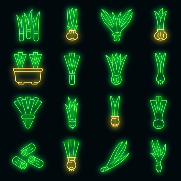 Schnittlauch icons set vektor neon