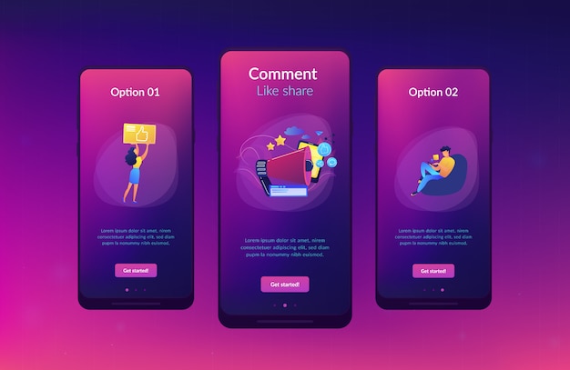 Schnittstelle Vorlage für soziale Netzwerke Promotion App