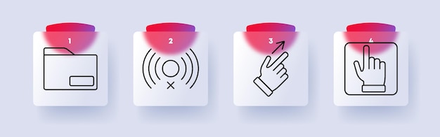 Schnittstellen-Satz-Symbol Ordner deaktiviert Signal Berührungsgesten Swipe-Aktion Interaktion digitale Navigation Benutzeroberfläche UX Benutzererfahrung Zugänglichkeitskontrolle