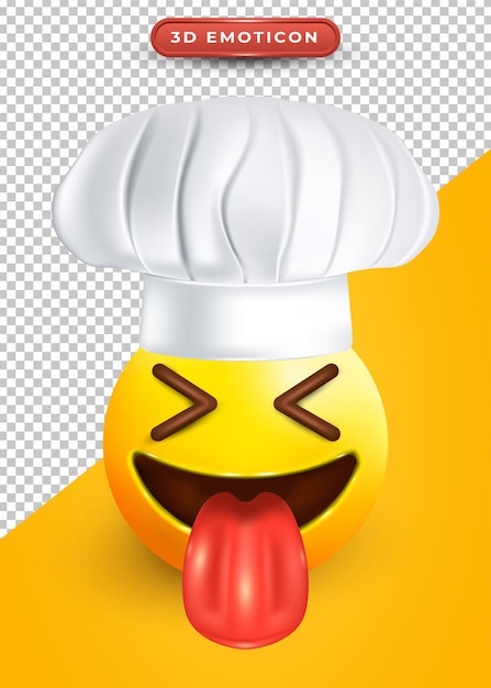 Schockiertes gesicht 3d-emoji mit kochmütze