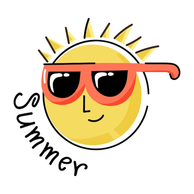 Schön gestalteter flacher Sonnenaufkleber