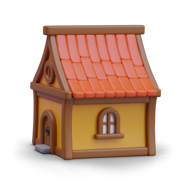 Schöne 3D-Haus mit schrägem Fliesendach Fabuloses Haus Vektorfarbenillustration im Cartoon-Stil