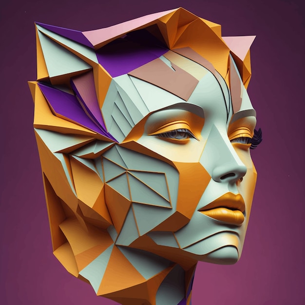 Schöne abstrakte 3d-kunstillustration eines weiblichen kopfes