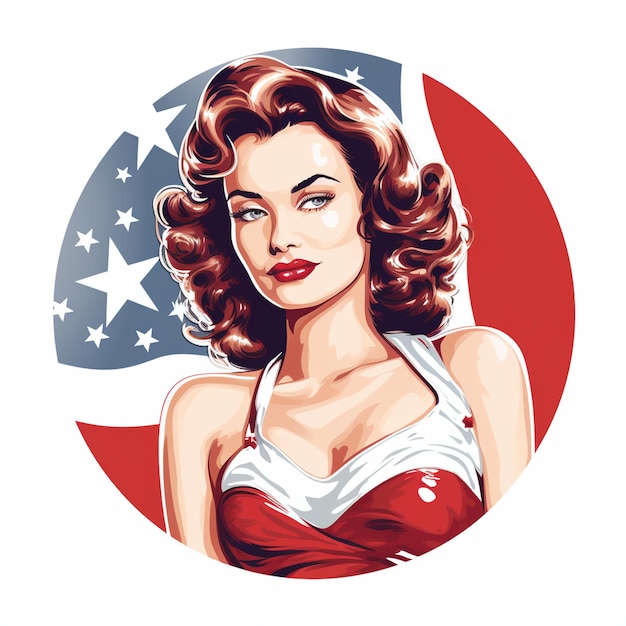 Schöne amerikanische Pin Up Girl Frau Weibliche Illustration Kunststil