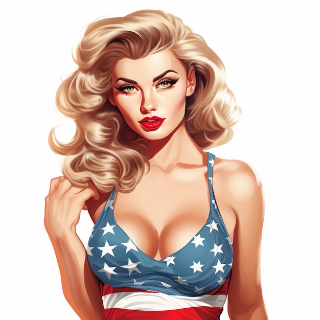 Vektor schöne amerikanische pin up girl frau weibliche illustration kunststil